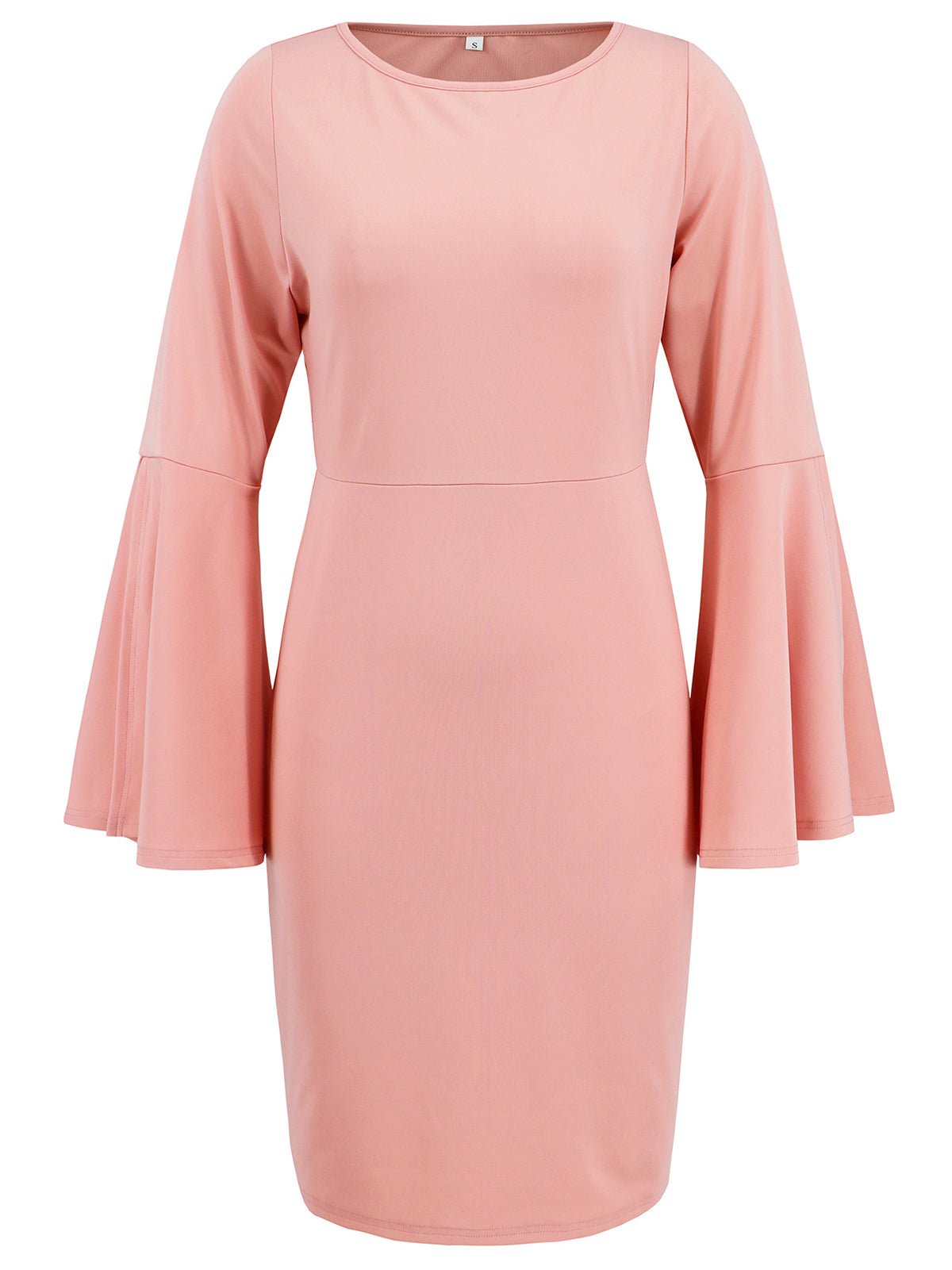 Crew Neck Bell Sleeve Bodycon Hips-Wrapped Dress