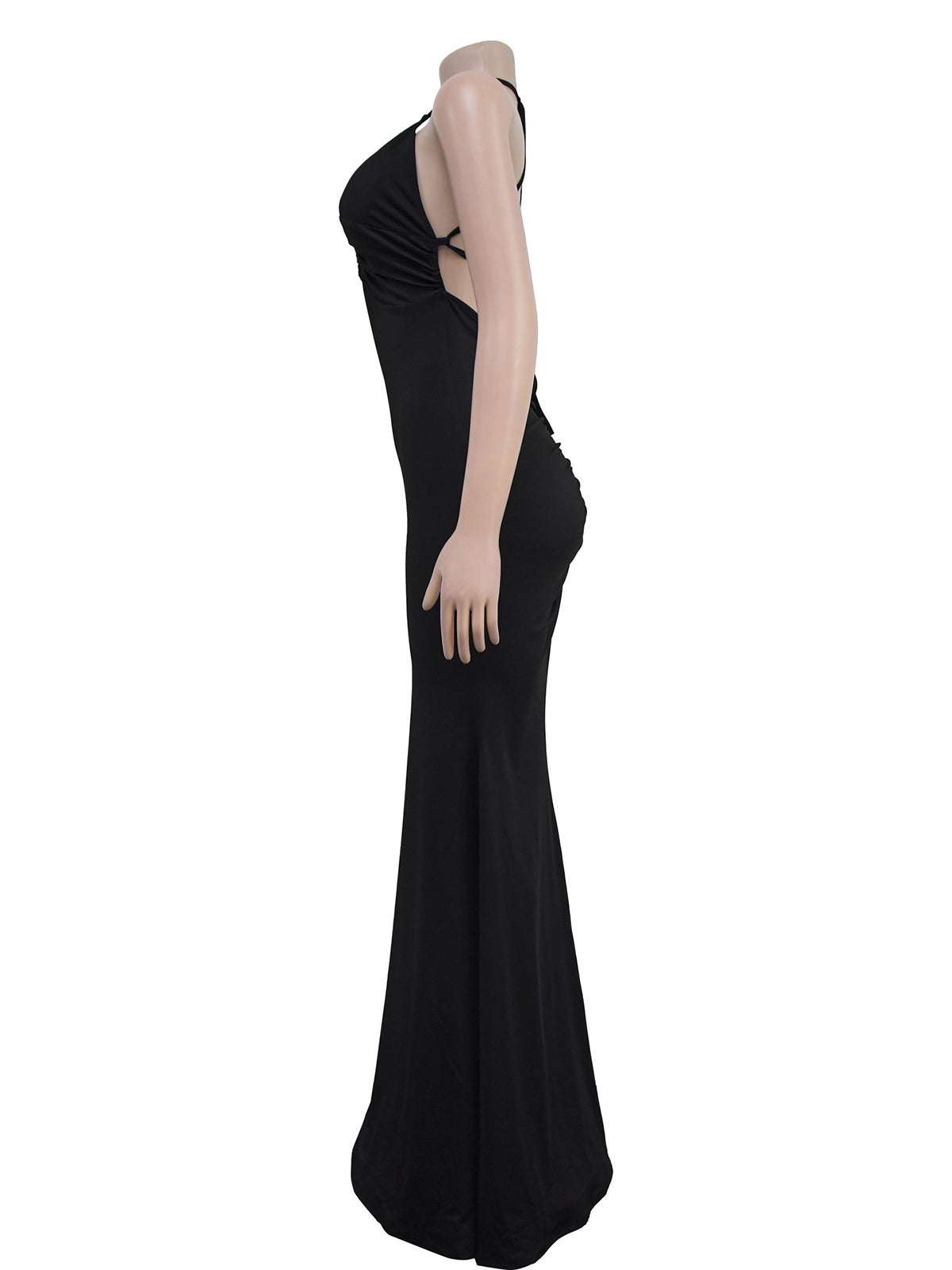 Sexy Halter Backless Hollow out Slim Maxi Dress