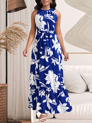 Fashion Round Neck Print Sleeveless  Casual Dress