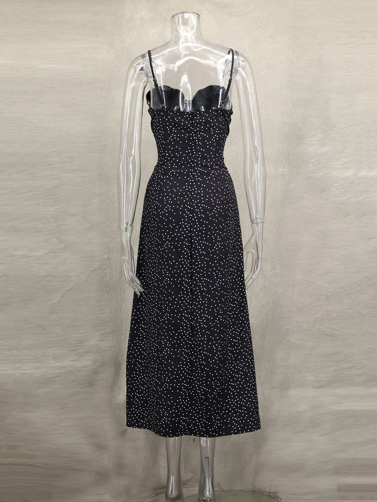 Sexy Spaghetti Strap Polka Dot Print Maxi Dress