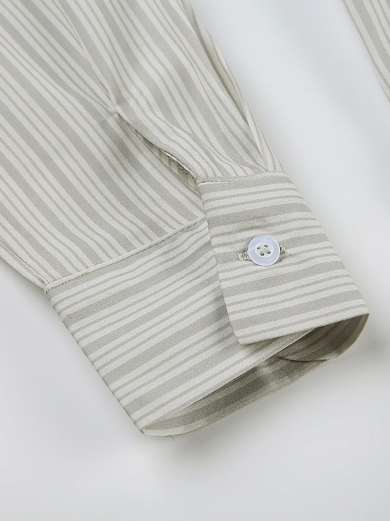 Casual Stripe Blouse Long Sleeve Slim Fit Shirt