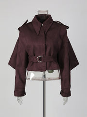 Fashion Long Sleeve Belted Cropped Jacket