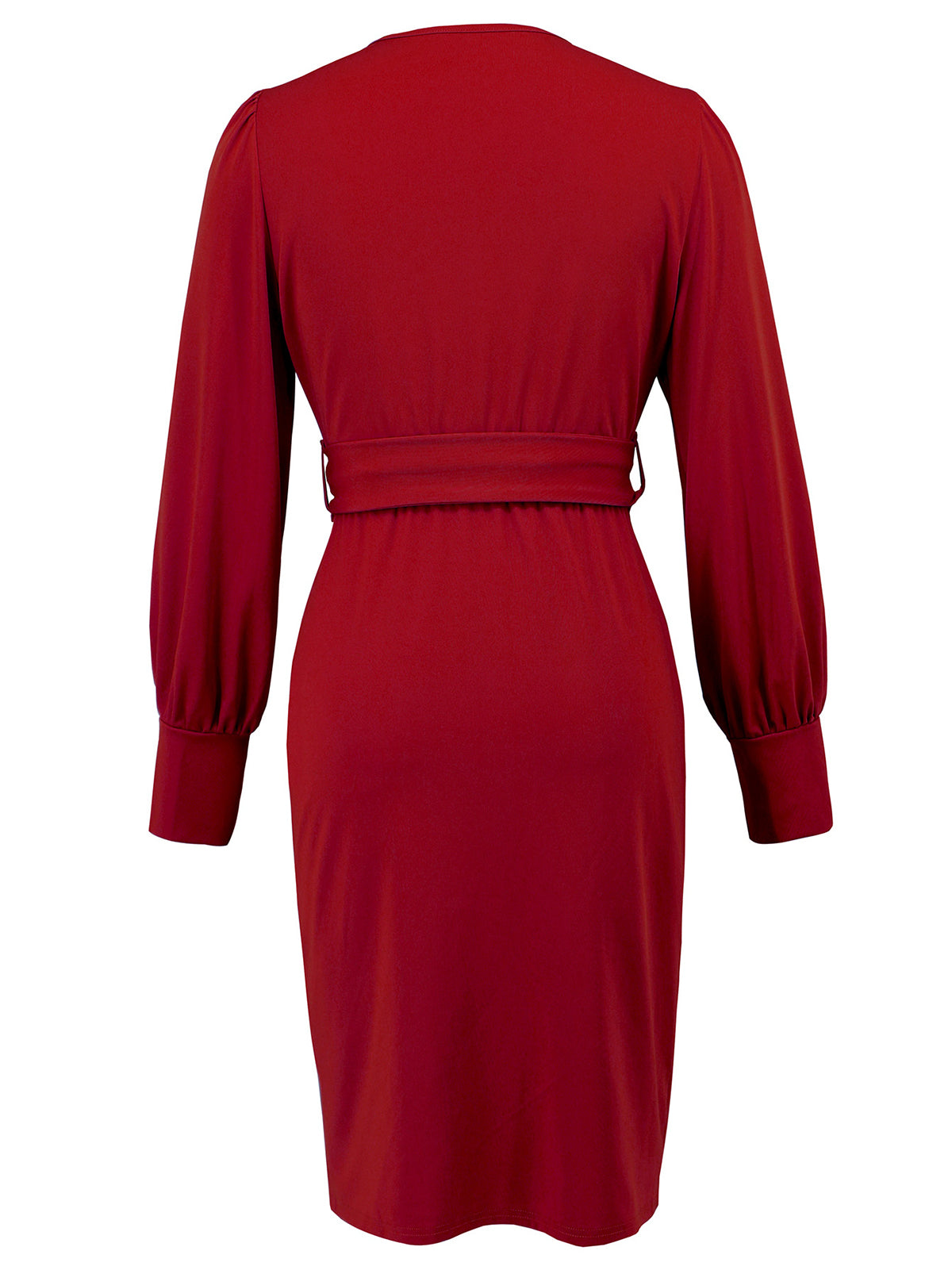 V Neck Wrap Belted Slim Split Party Dress