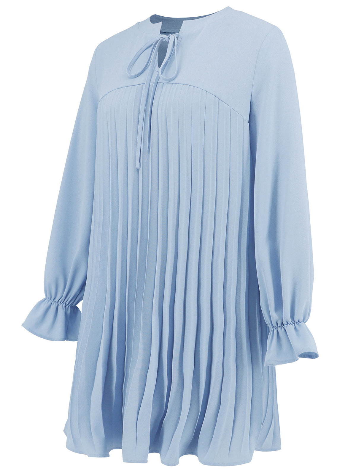 Casual Long Sleeve Solid Elegant Pleated Loose Dress