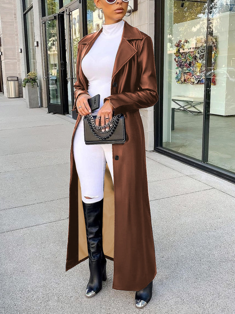 Fashion Styled Faux Leather Trench Coat