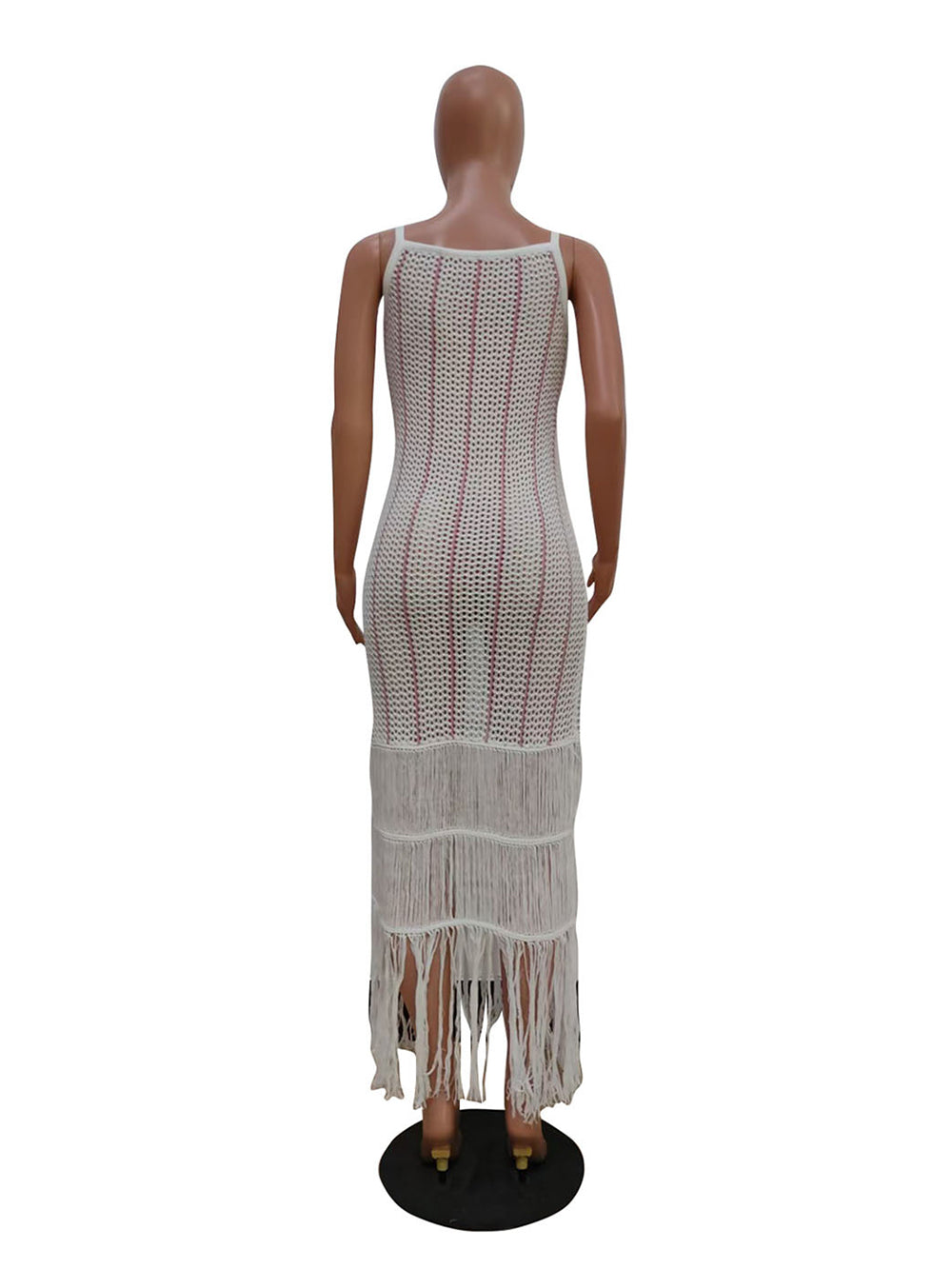 Casual Knit Sleeveless Bodycon Tassel Midi Dress