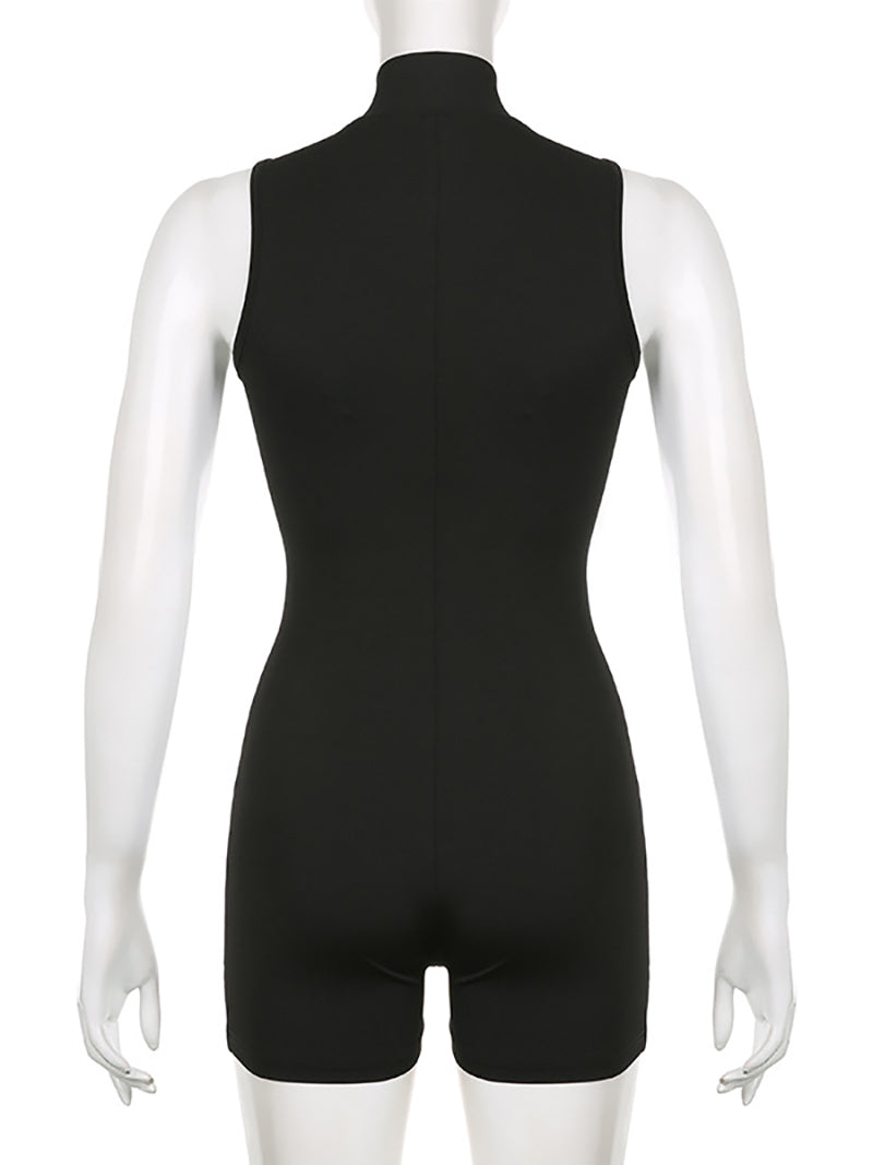 Sleeveless Zipper Sports Tight Romper