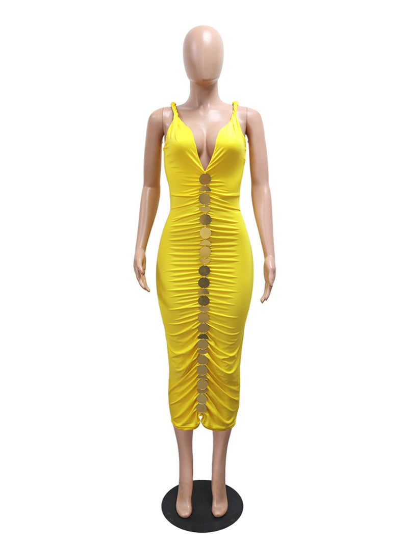 Sexy Sleeveless Ruched Bodycon Dress