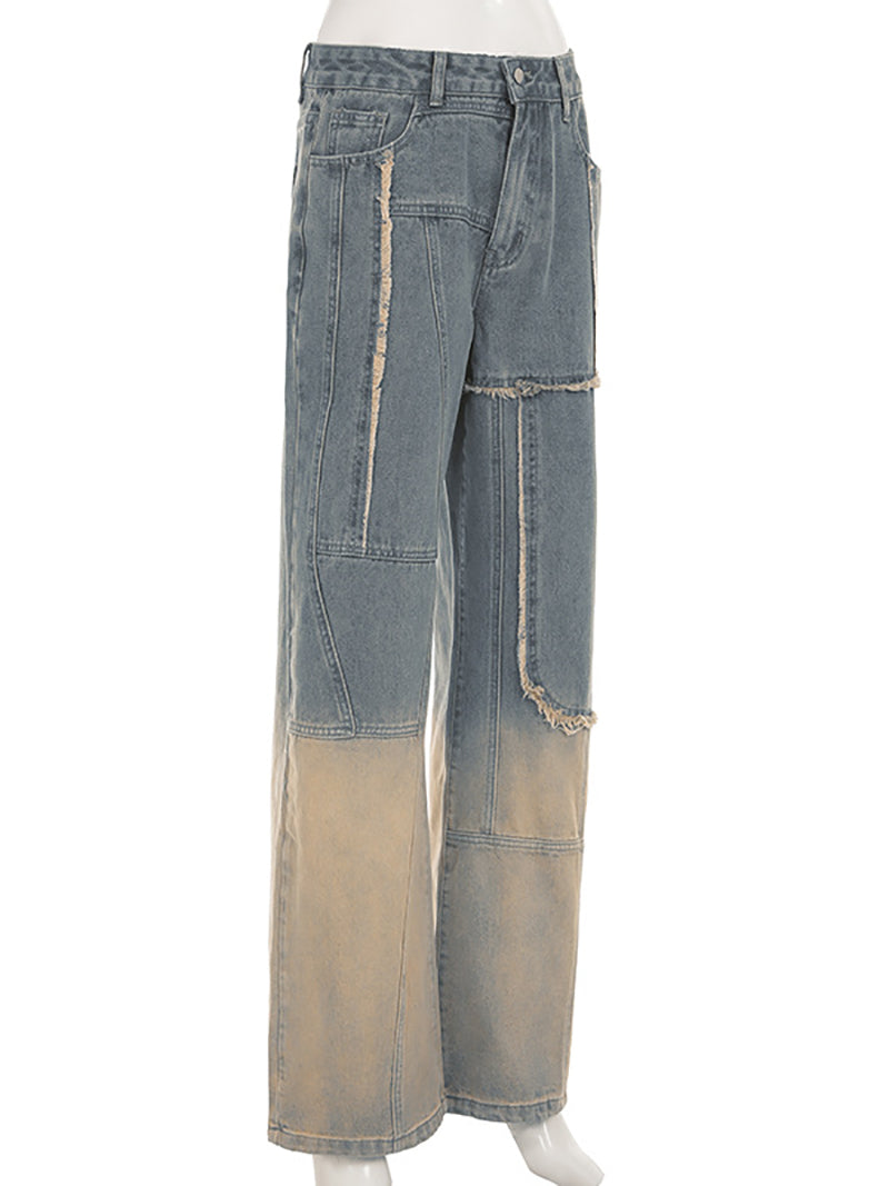 Gradient Color Wash Wide Leg Jeans