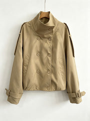 Convertible Stand Collar Relaxed Short Jacket-boutique