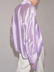 Fashion Tie Neck Silk Loose Casual Shirt