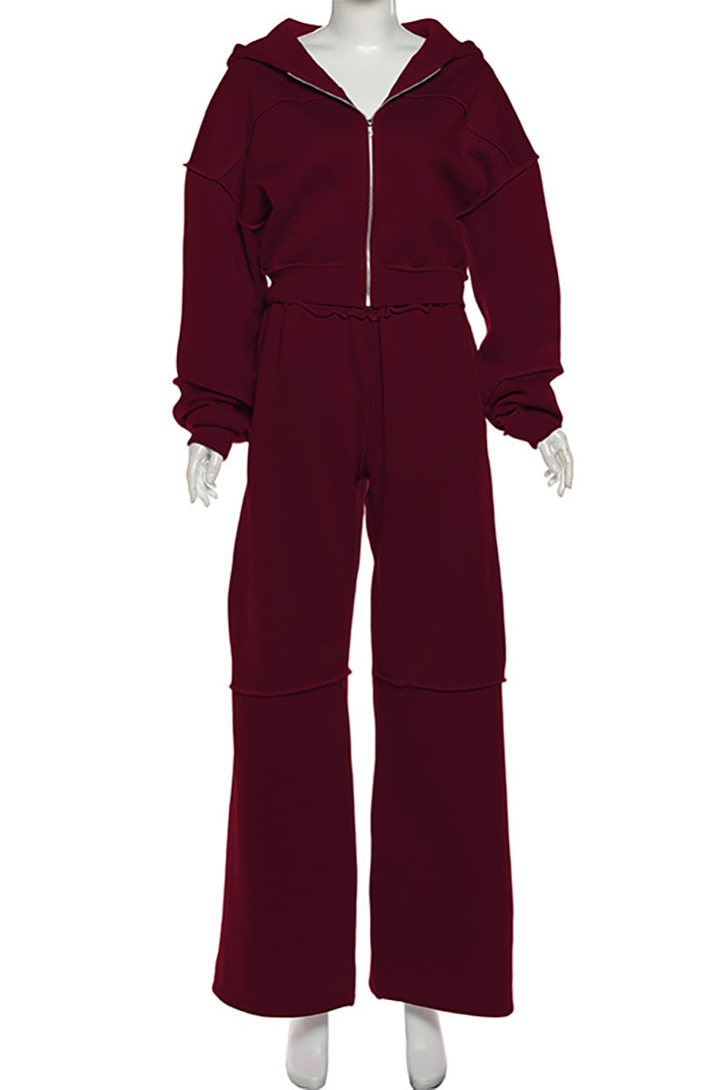Long Sleeve Zipper Hoodie Sports Casual Set