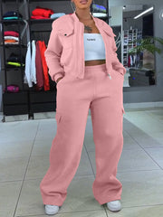 Casual Hoodie Cargo Pants Sports Two Piece Set