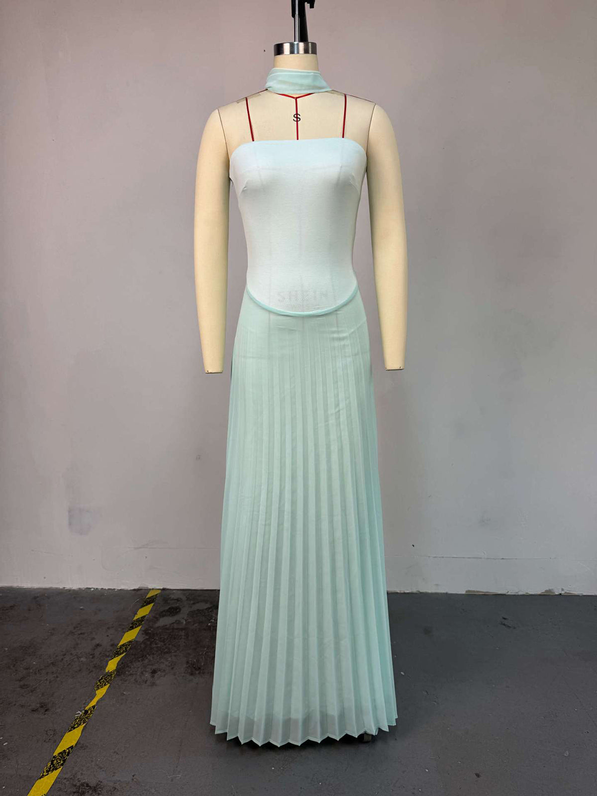 Elegant Scarf Strapless Slim Maxi Dress