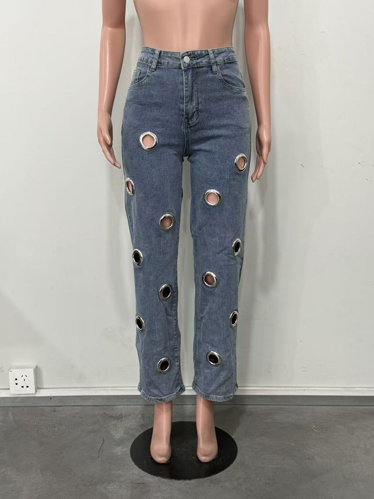 Vintage Casual Holes Straight Jeans