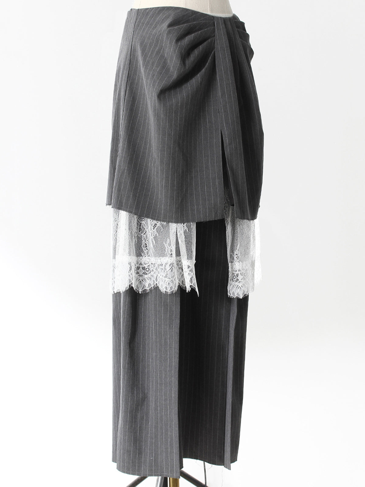 Versatile Lace Skirt Overlay Pinstripe Pant Matching