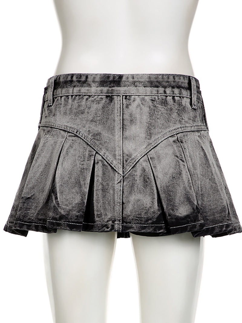 Mid-Waist Women‘s Jeans Short Skirt