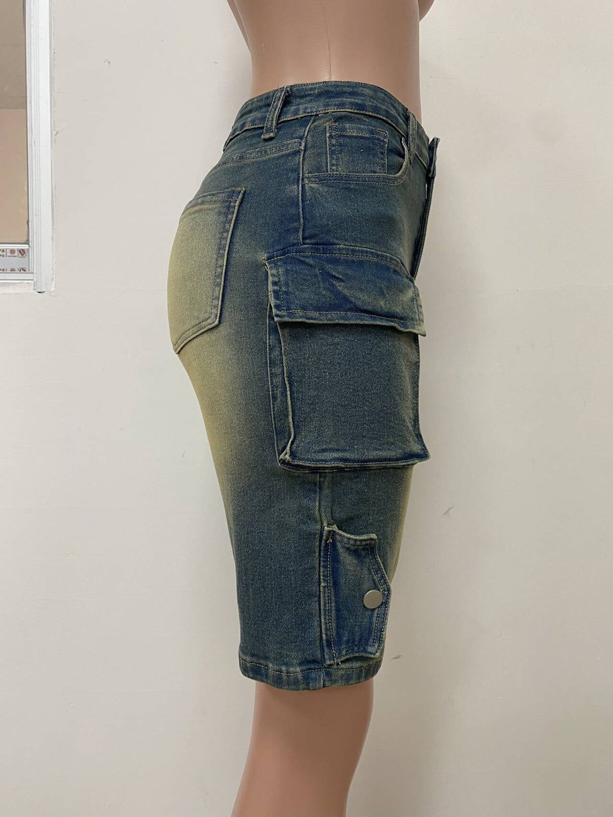 Casual High Waist Cargo Jean Shorts