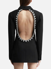 Sexy Backless Rhinestone Suit Coat