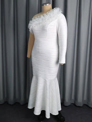 Elegant One Shoulder Ruffle Fishtail Dress