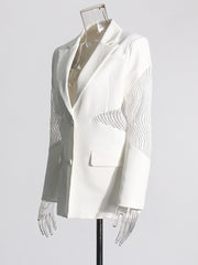 Solid Color Lace Patchwork Casual Suit Coat