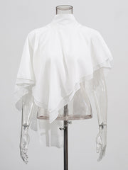Solid Spliced Ruffles Irregular Loose Blouses