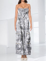 Fashion Camo Strapless Jumpsuit