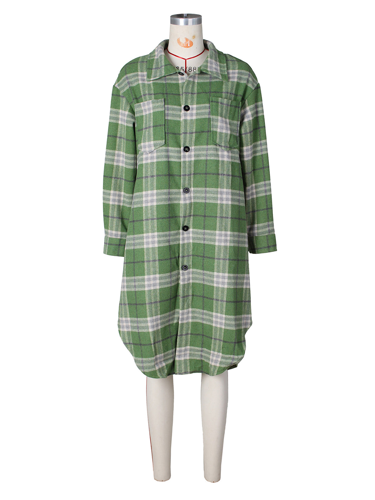 Plaid Flannel Shacket Maxi Length Shirt Coats