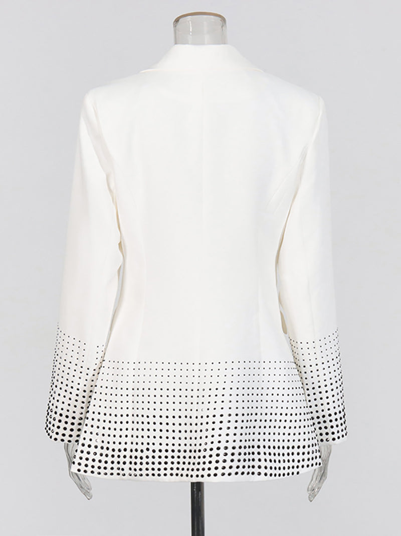 Fashion Rhinestone Split Hem Blazer