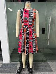 Fashion Sleeveless Print Hollow Dress