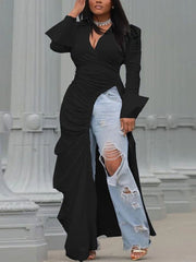 Sexy Deep V Side Slit Slim Dress