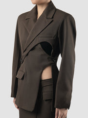 Asymmetrical Double-breasted Hollow Out Blazer