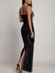 Rhinestone Sexy Suspenders Slim Party Dress