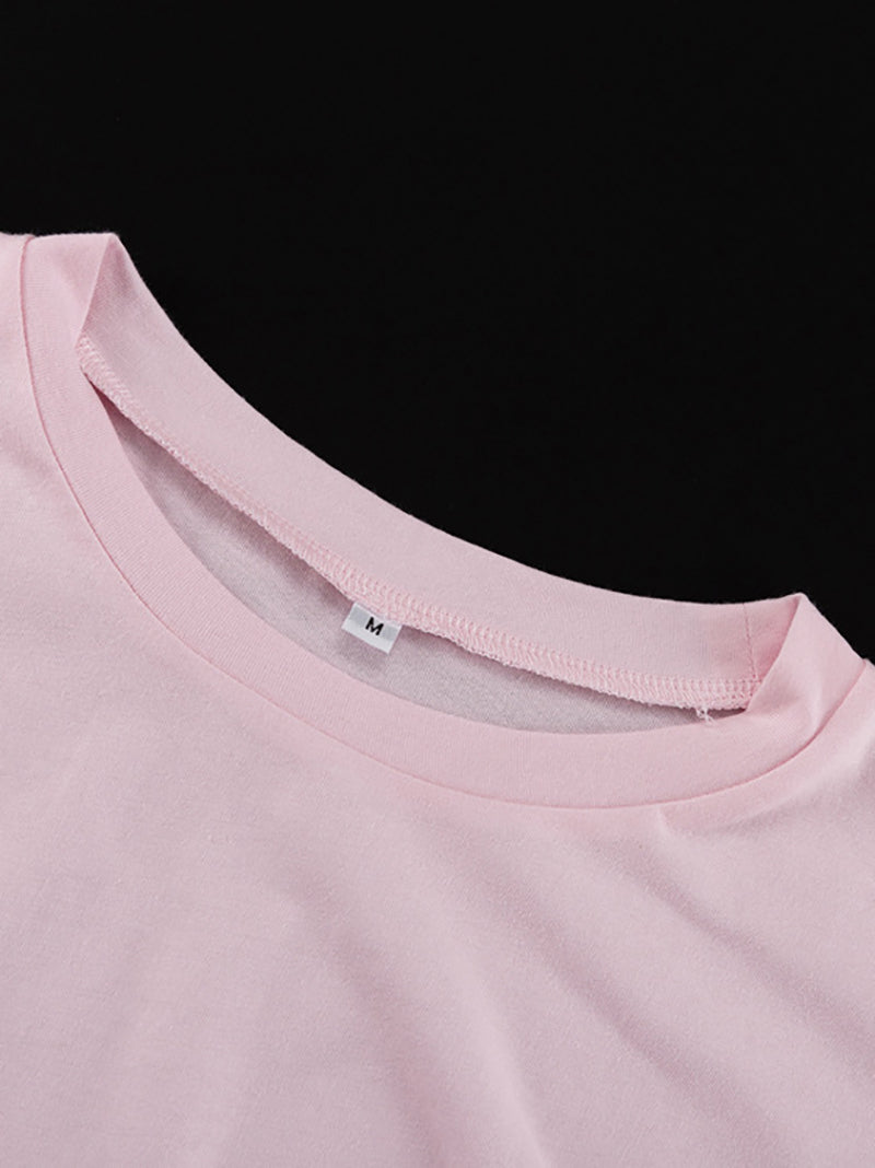 Causal Round Neck Long Sleeve Patchwork Feather T Shirt