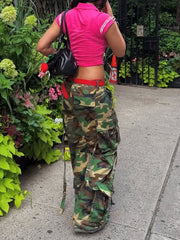 Streetwear Camo Baggy Straight Cargo Pants