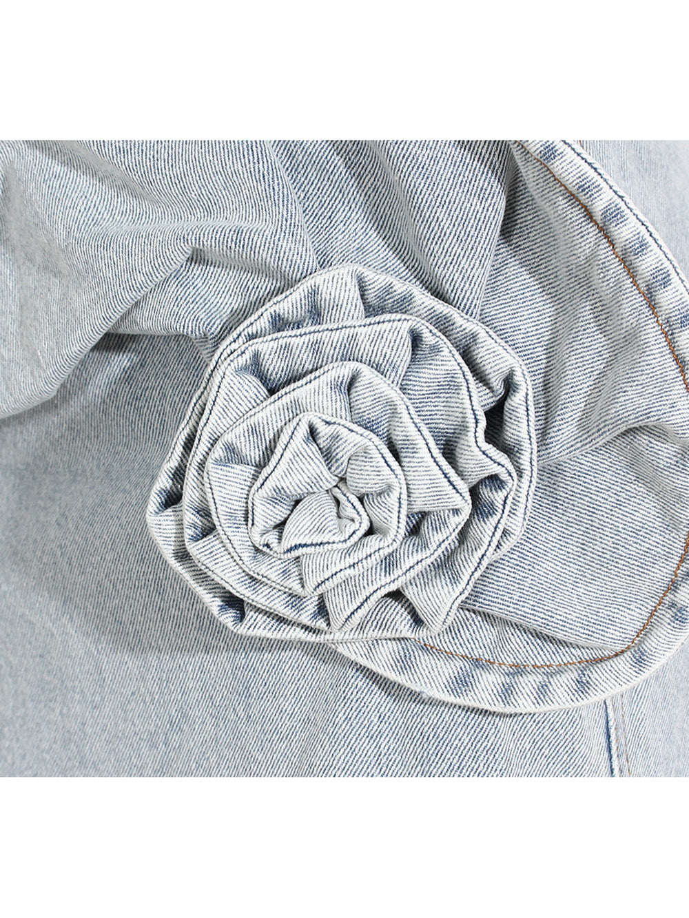 Fashion Rose Flower Embellishment Denim Mini Skirt
