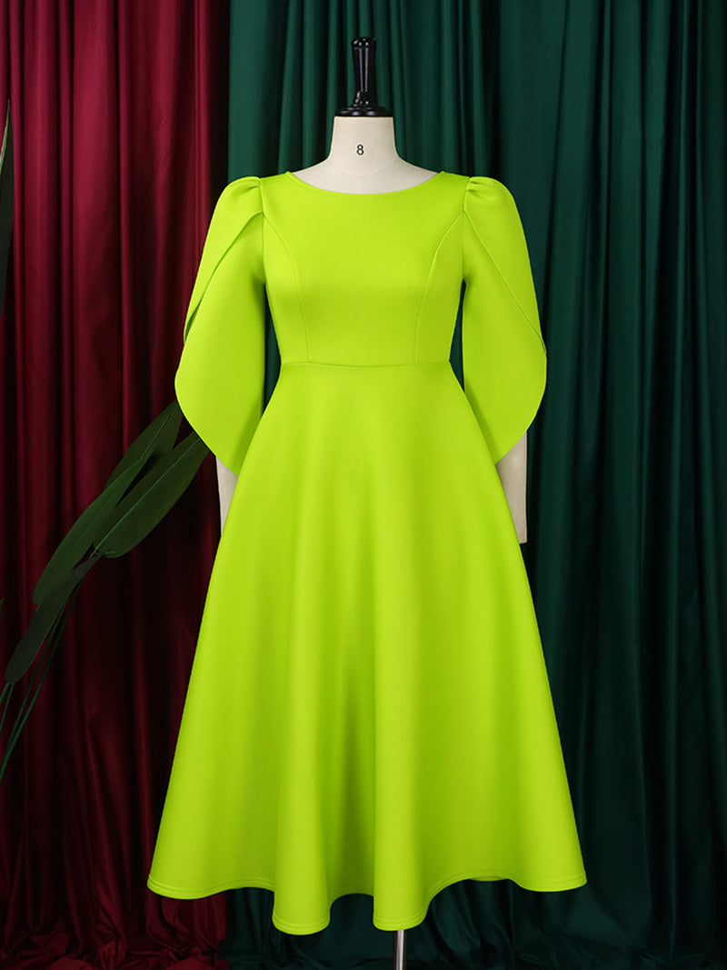 Elegant Round Neck Patchwork Slim Party Dress