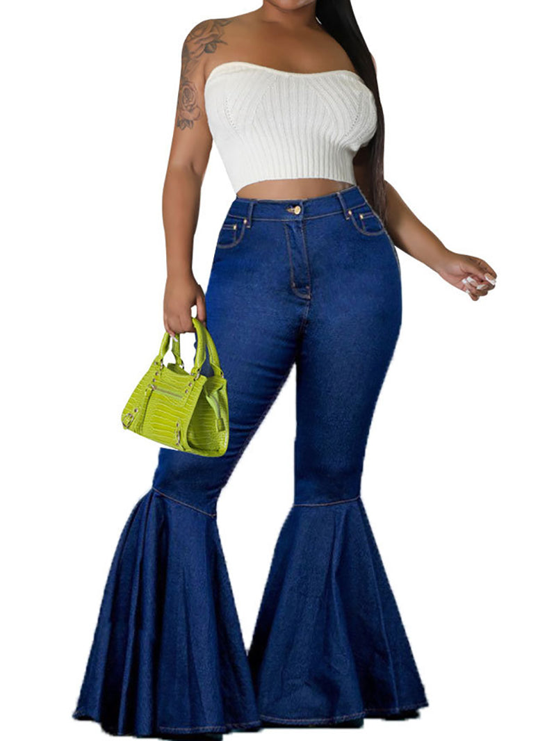 Fashion Stretchy Bell Bottom Denim Pants Jeans