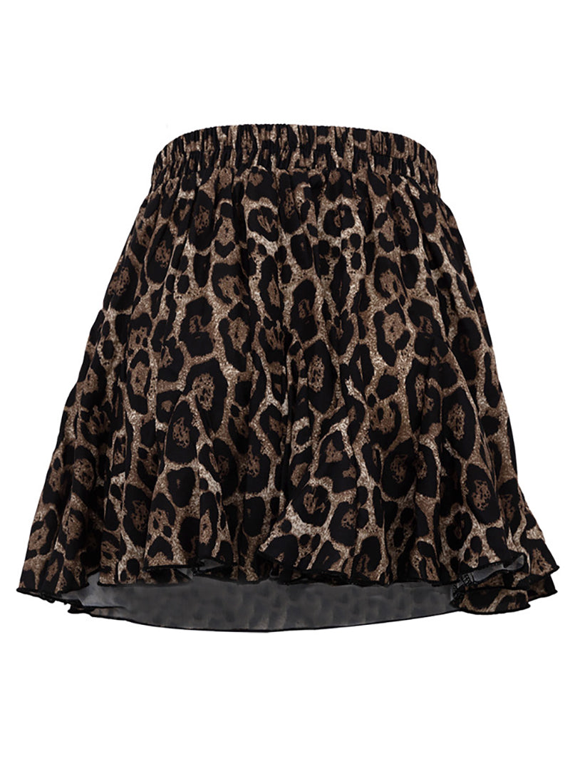 Street Leopard Print Mini Flare Skirt