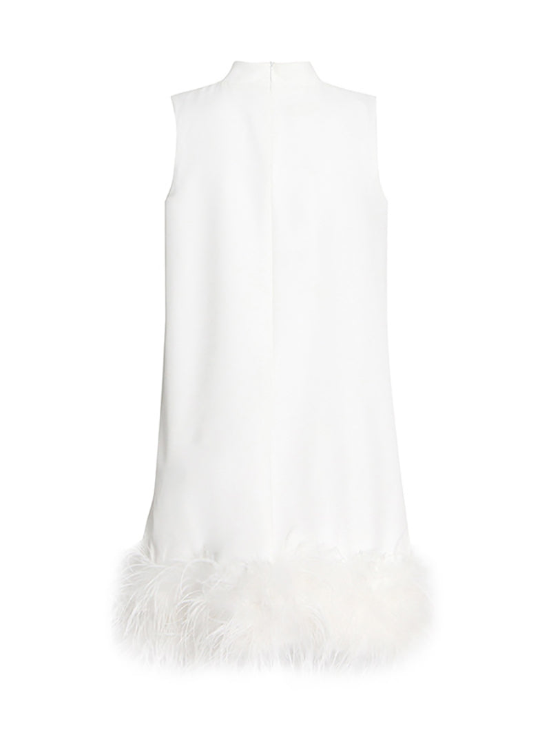 Fashion Sleeveless Feather Patchwork Mini Dress
