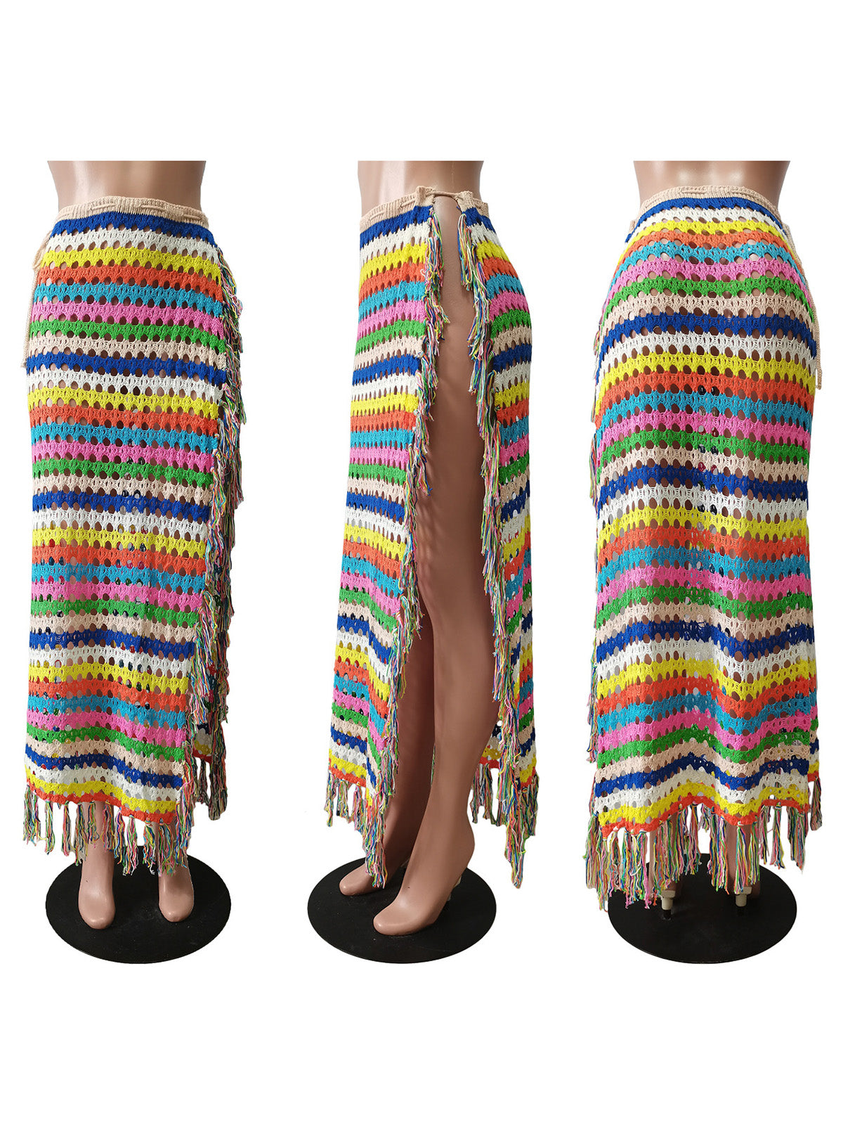 Crochet Knit Tassels Beach Skirt