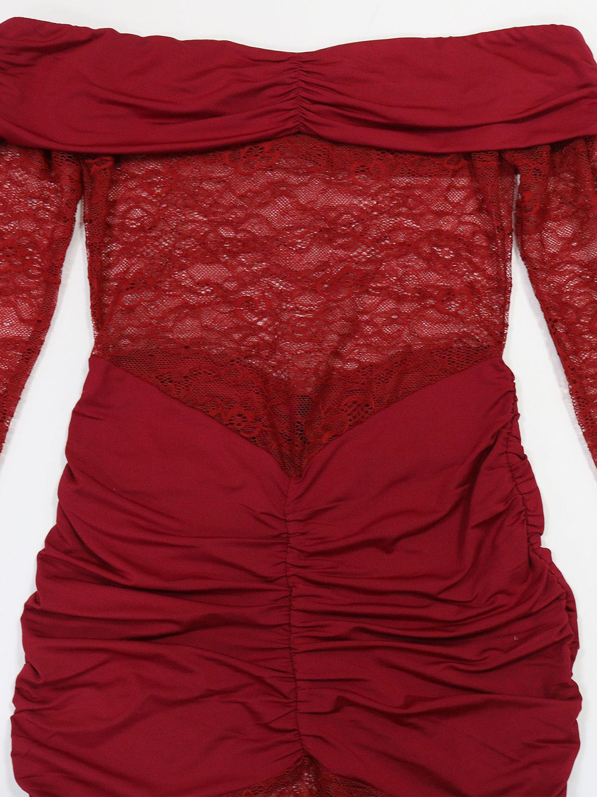 Sexy Off Shoulder Lace Ruched Maxi Dress