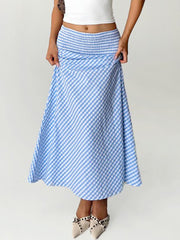 Elegant Check Maxi Skirt