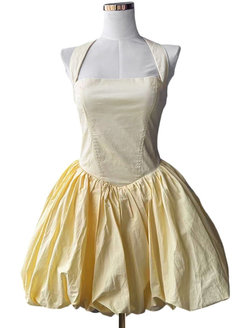 Sexy Halter Tie Neck Corset Mini Puffy Dress