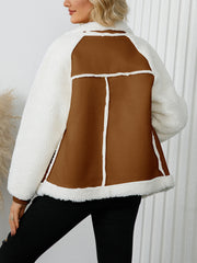 Lapel Fleece Cropped Faux Fur Jacket Coats