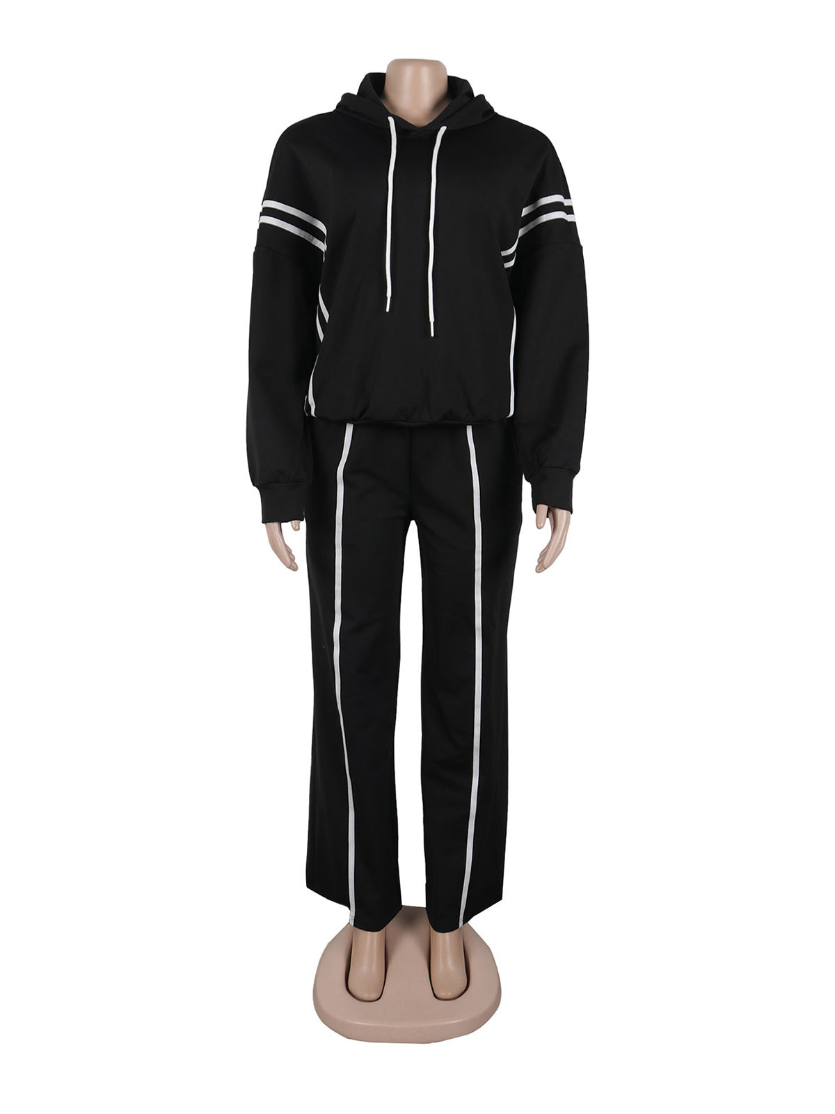 Casual Striped Hoodie Trousers Sports Suit