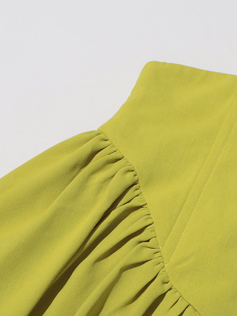 Fashion Round Neck Bubble Sleeve Maxi Skirt Set