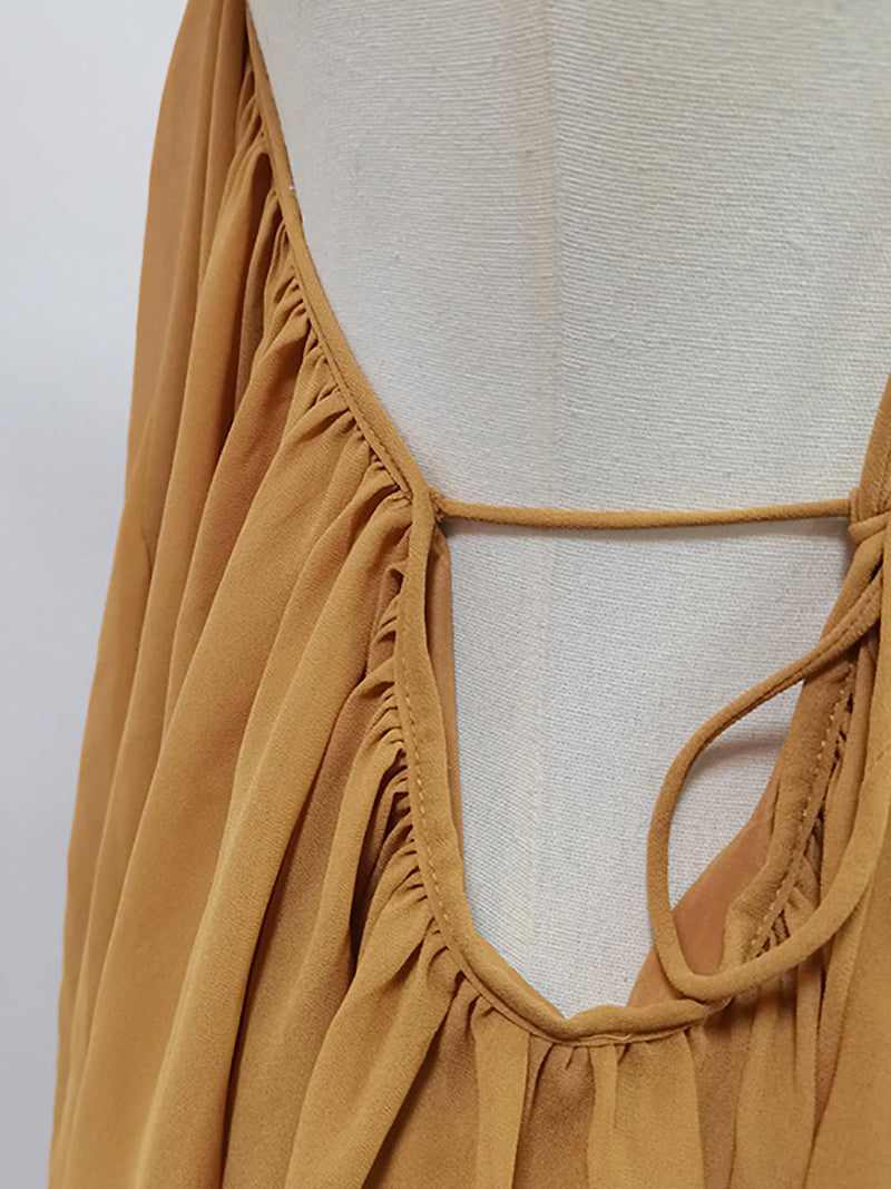 Sexy Chiffon Deep V Sleeveless Pleated Mini Dress