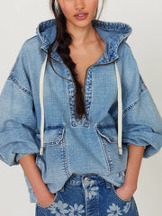 Washed Hooded Denim Jacket
