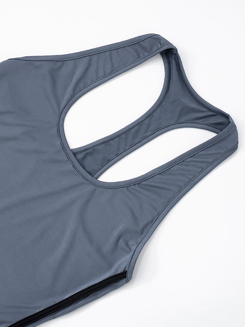 Casual Contrast Color Sleeveless Sports Fitness Dress